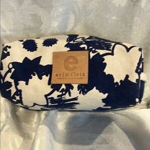 Erin Flett Blue and White Floral “DOPP” Travel Pouch